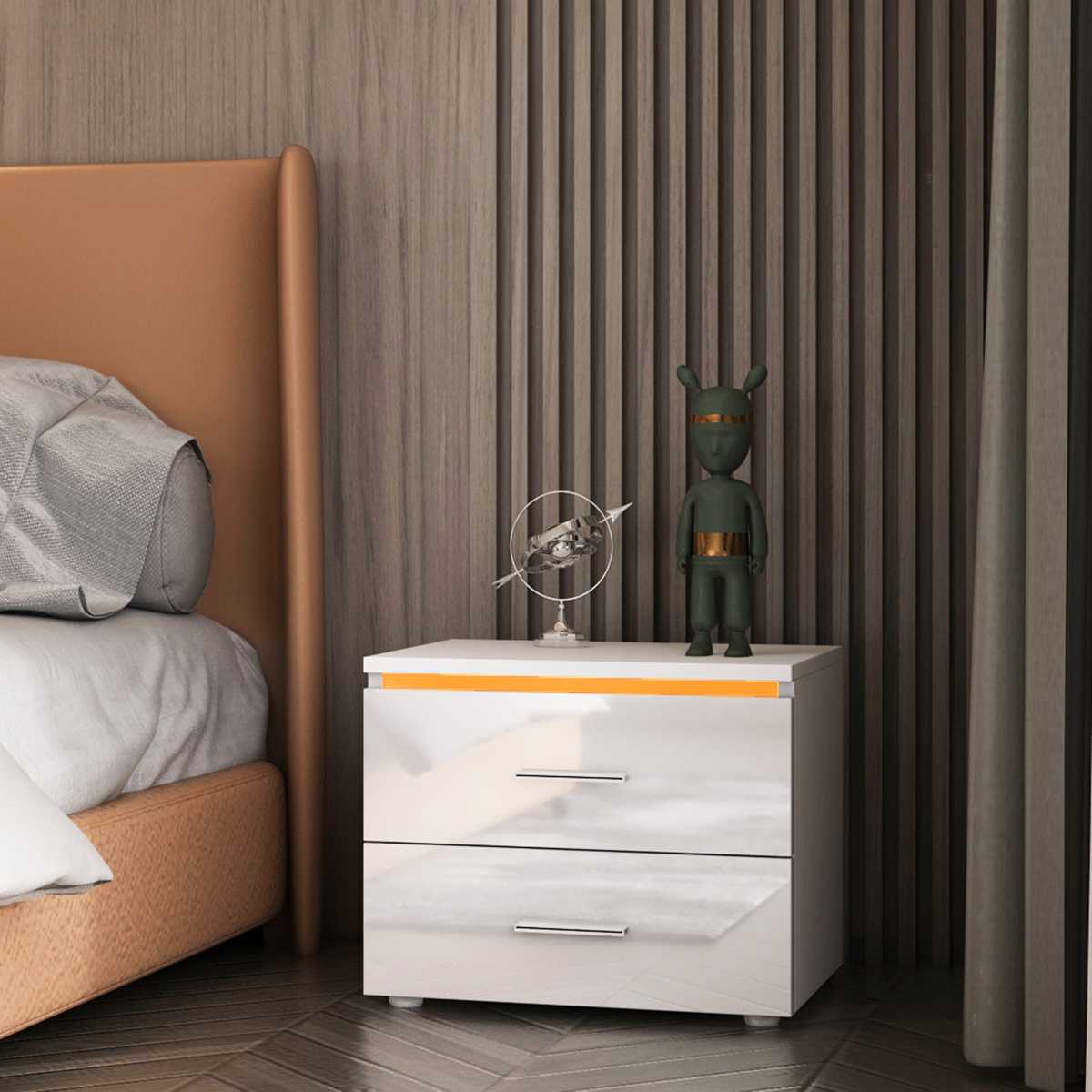 SkandiShop Modern Luxury LED Light Nightstand